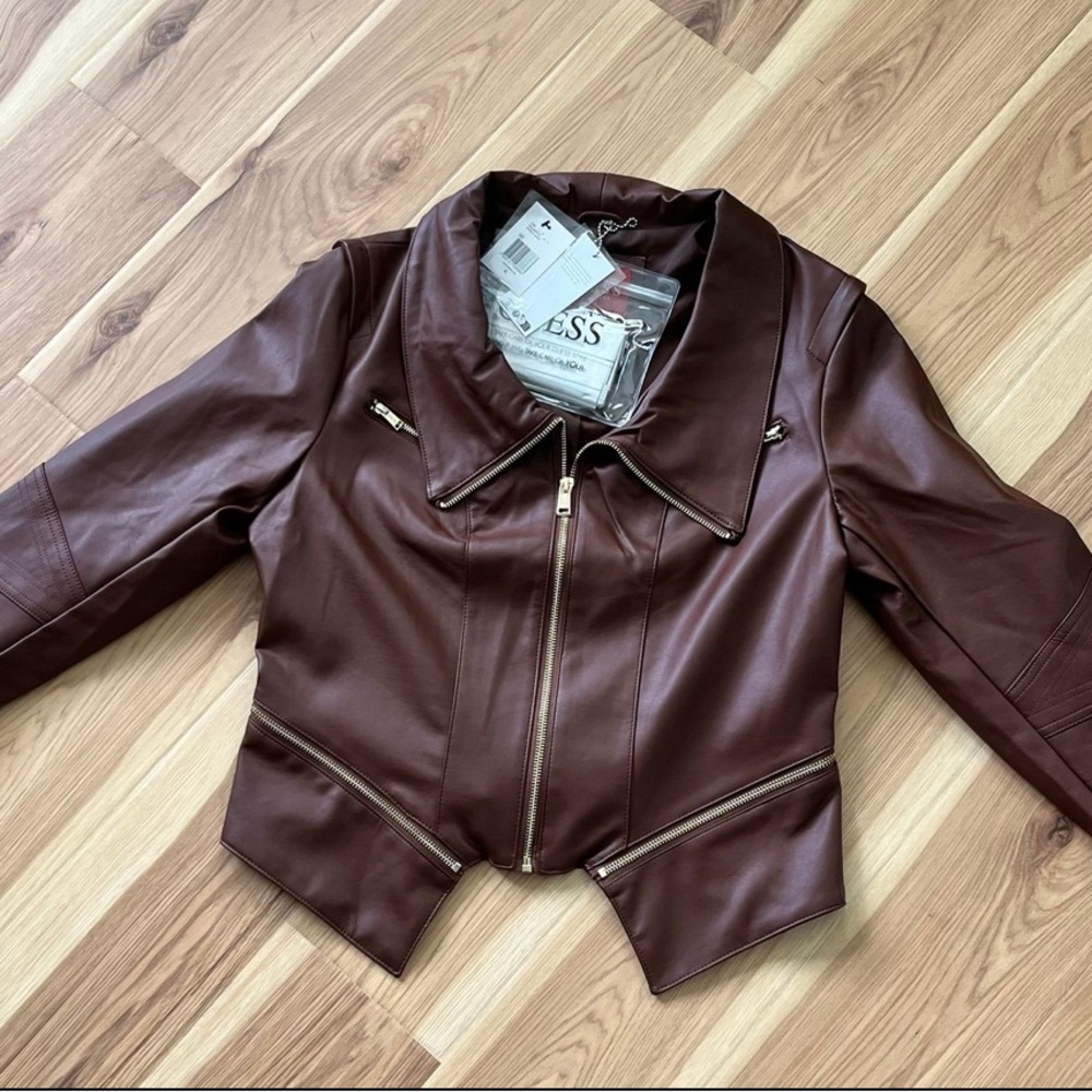 Guess Dark Brown Leather Jacket - image 1